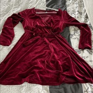 Red velvet dress